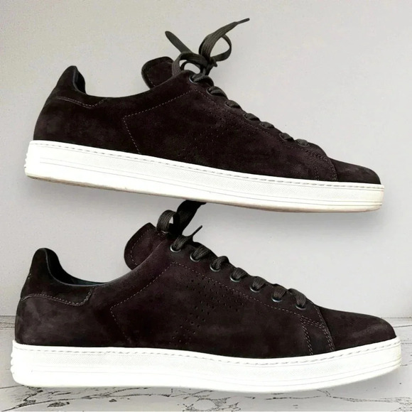 RARE TOM FORD Men's Warwick Suede Sneakers Dark Brown Size 11 - Picture 10 of 15